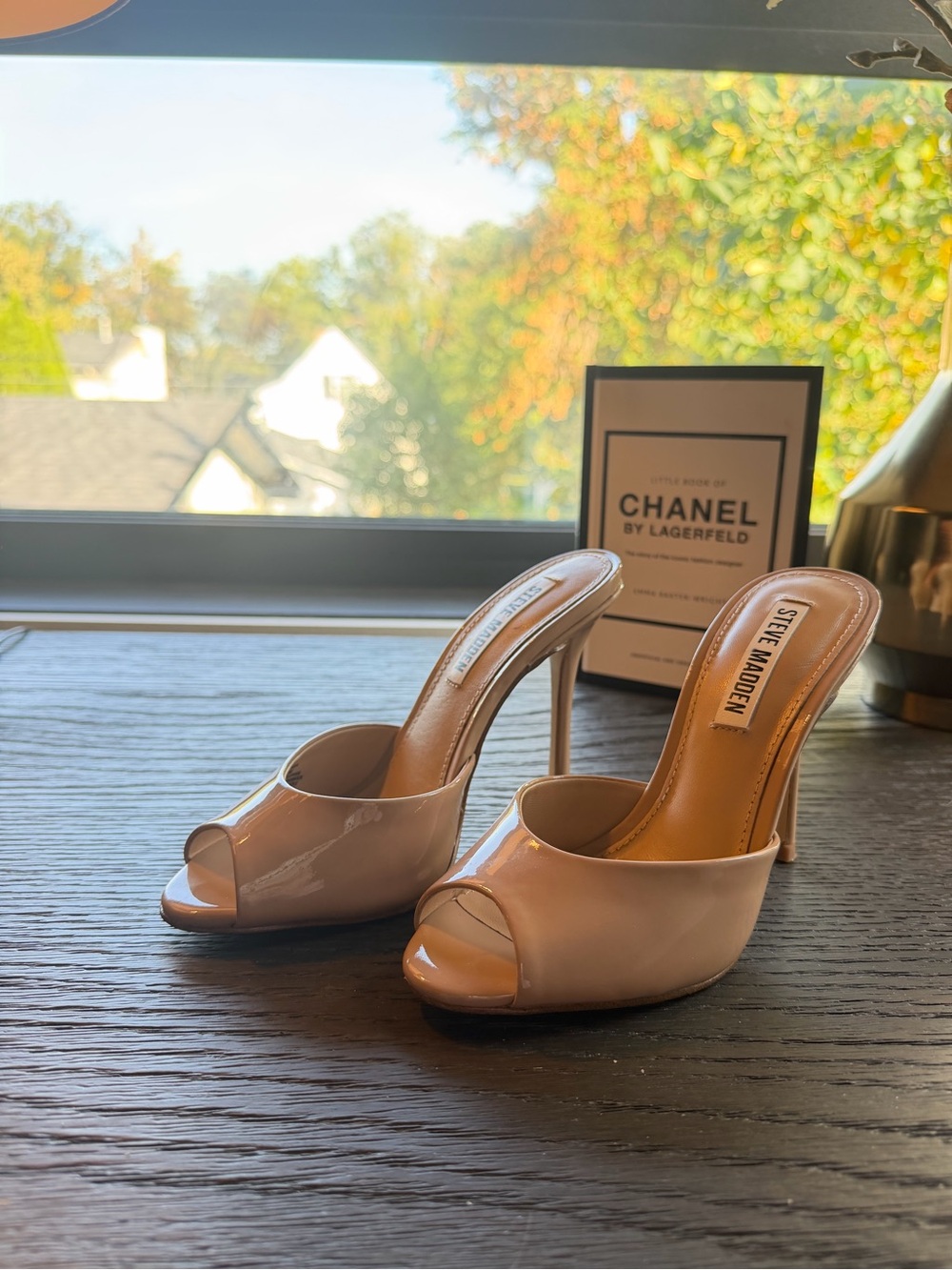 Steve Madden Blush Patent Peep-Toe Mule Heels